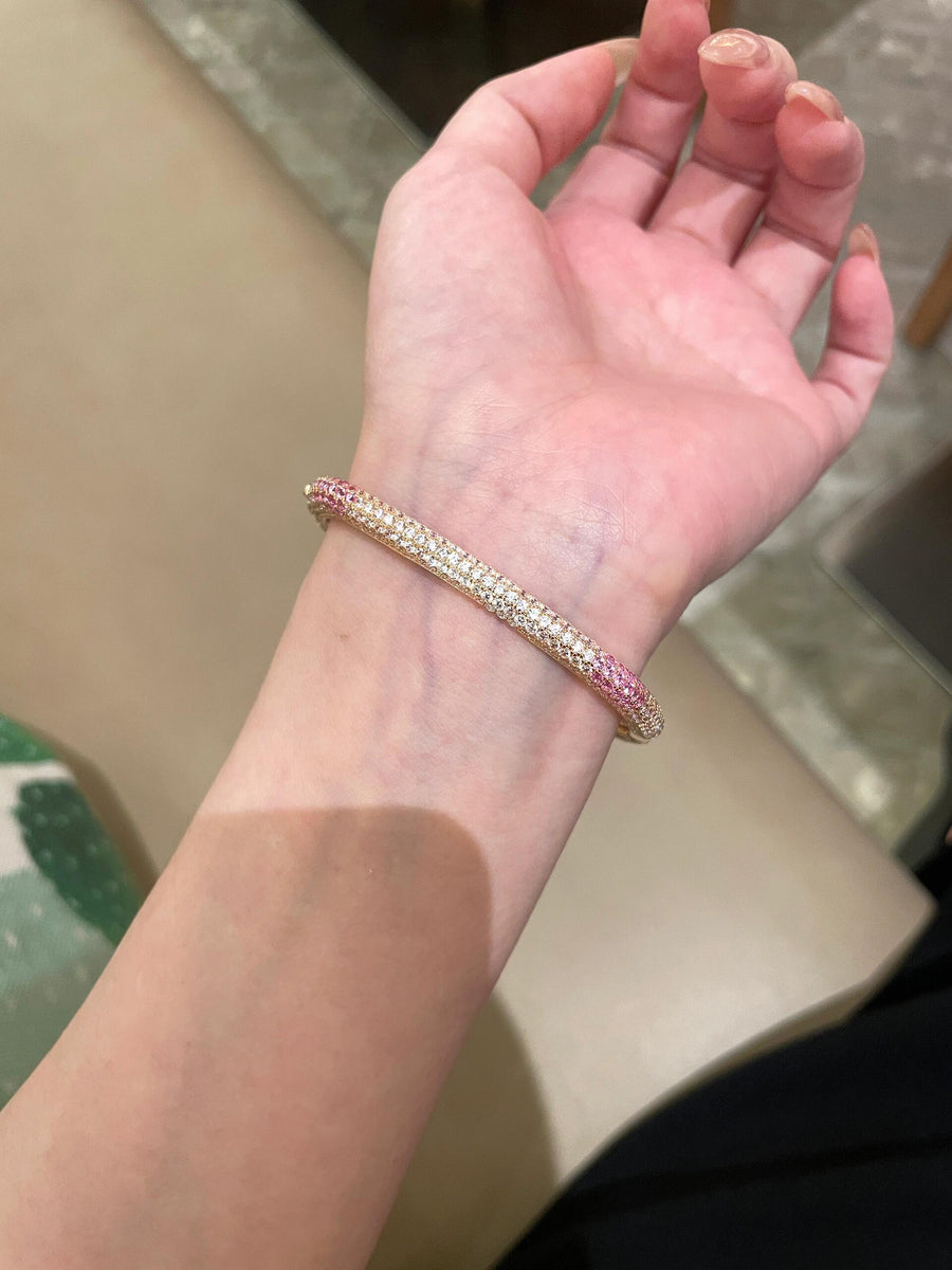 925 silver gold-plated fashionable versatile inlaid rose bracelet gradient color bracelet accessory - YUZENG-jewelrystore.com