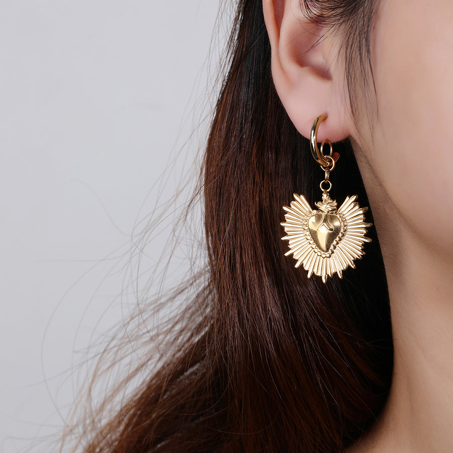 316L Stainless Steel 18k Gold Loving Heart Fashion Earrings