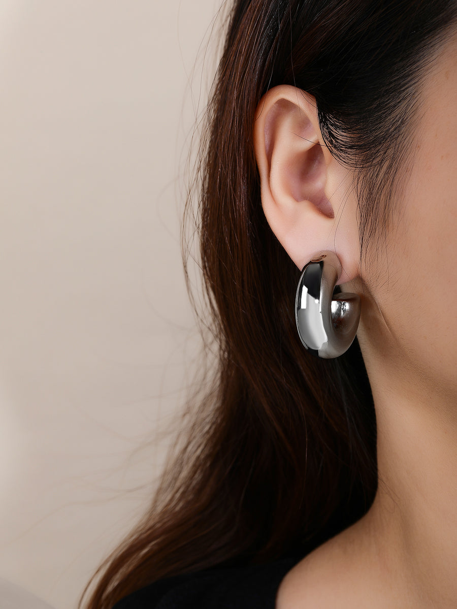 Fashion Steel Glossy Geometric Curved Stud Earrings for Women,Stainless Steel Earrings,for Daily Wear