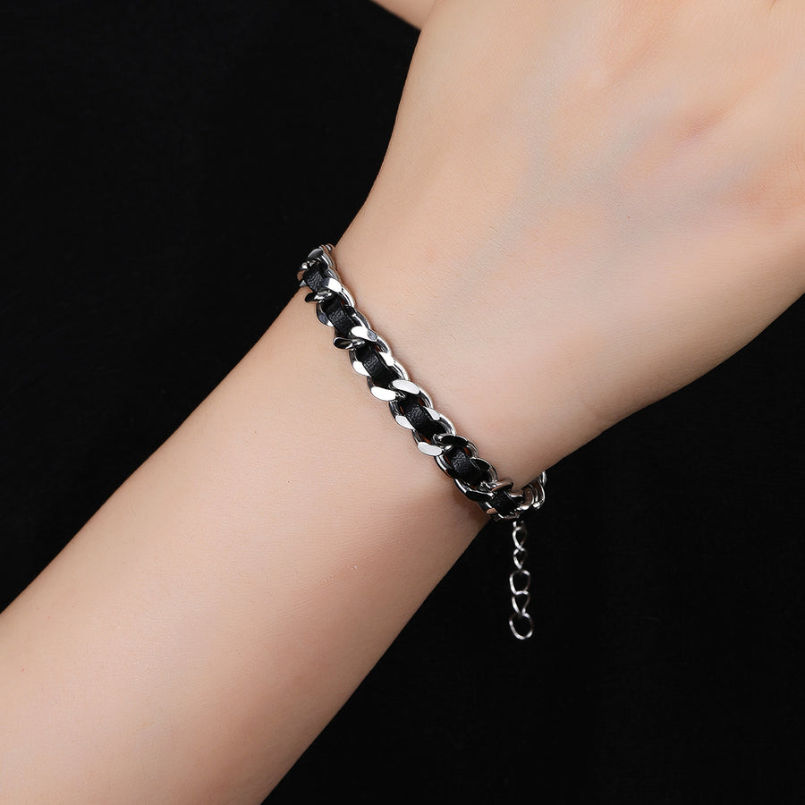Stainless Steel Fashion Punk Leather Wrap Personalized Bracelet