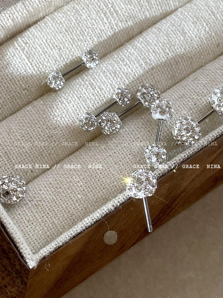 Delicate Sparkling Diamond Ball Earrings - Exquisite, Unique Design, High Fashion Ear Studs for Women, Latest Trendy Personalized Ear Accessories for 2023!