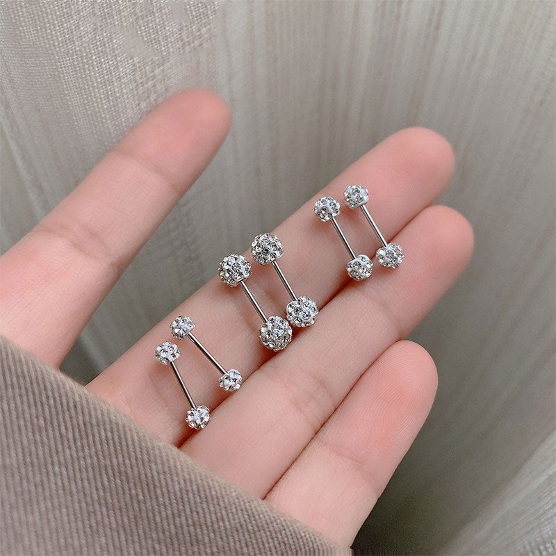 Delicate Sparkling Diamond Ball Earrings - Exquisite, Unique Design, High Fashion Ear Studs for Women, Latest Trendy Personalized Ear Accessories for 2023!