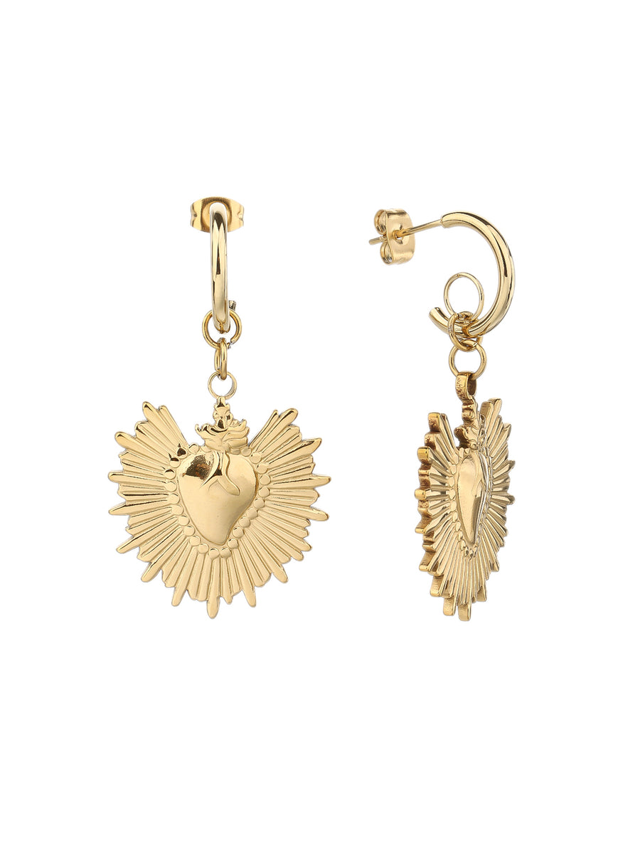 316L Stainless Steel 18k Gold Loving Heart Fashion Earrings