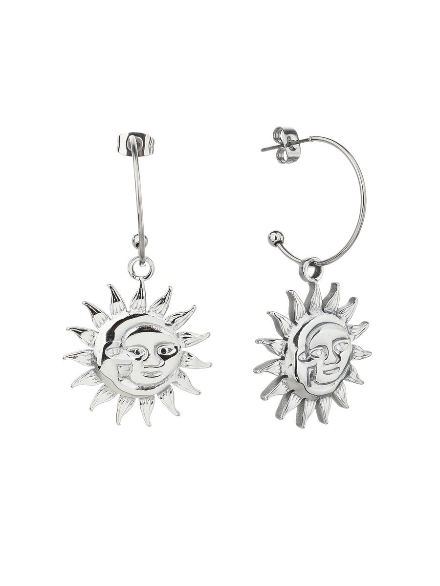 316L Stainless Steel Medieval Sun and Moon Fashion Earrings