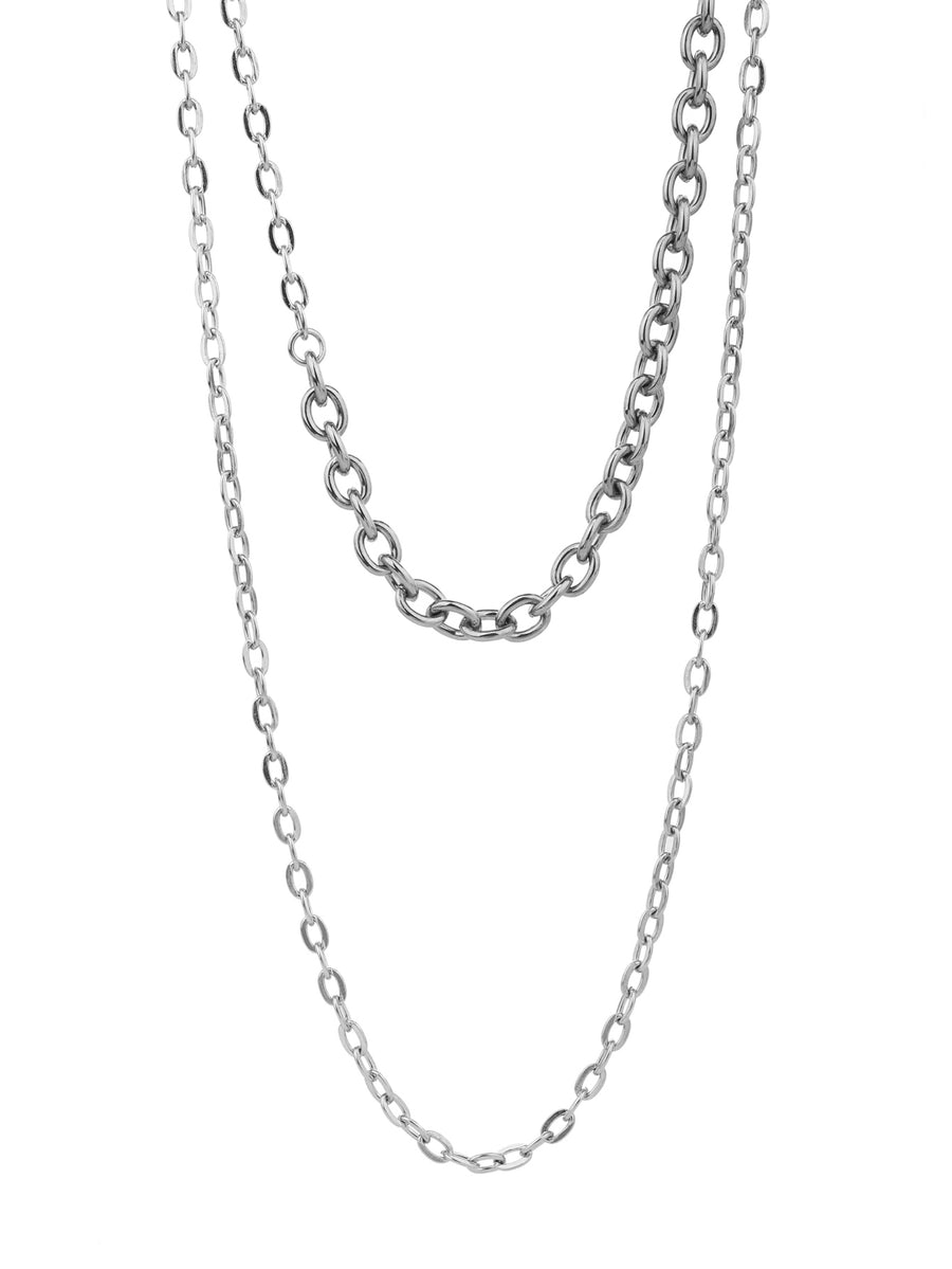 316L Stainless Steel Simple Fashion Double Layered Chunky Sweater Chain Necklace