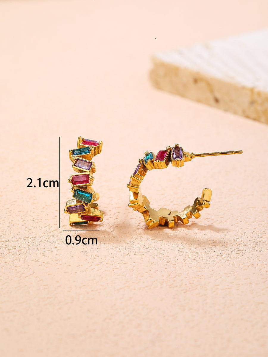 YUZENG Vintage Bohemian Colorful Earrings - Irregular and Unique, Made with 18K Gold-Plated Stainless Steel