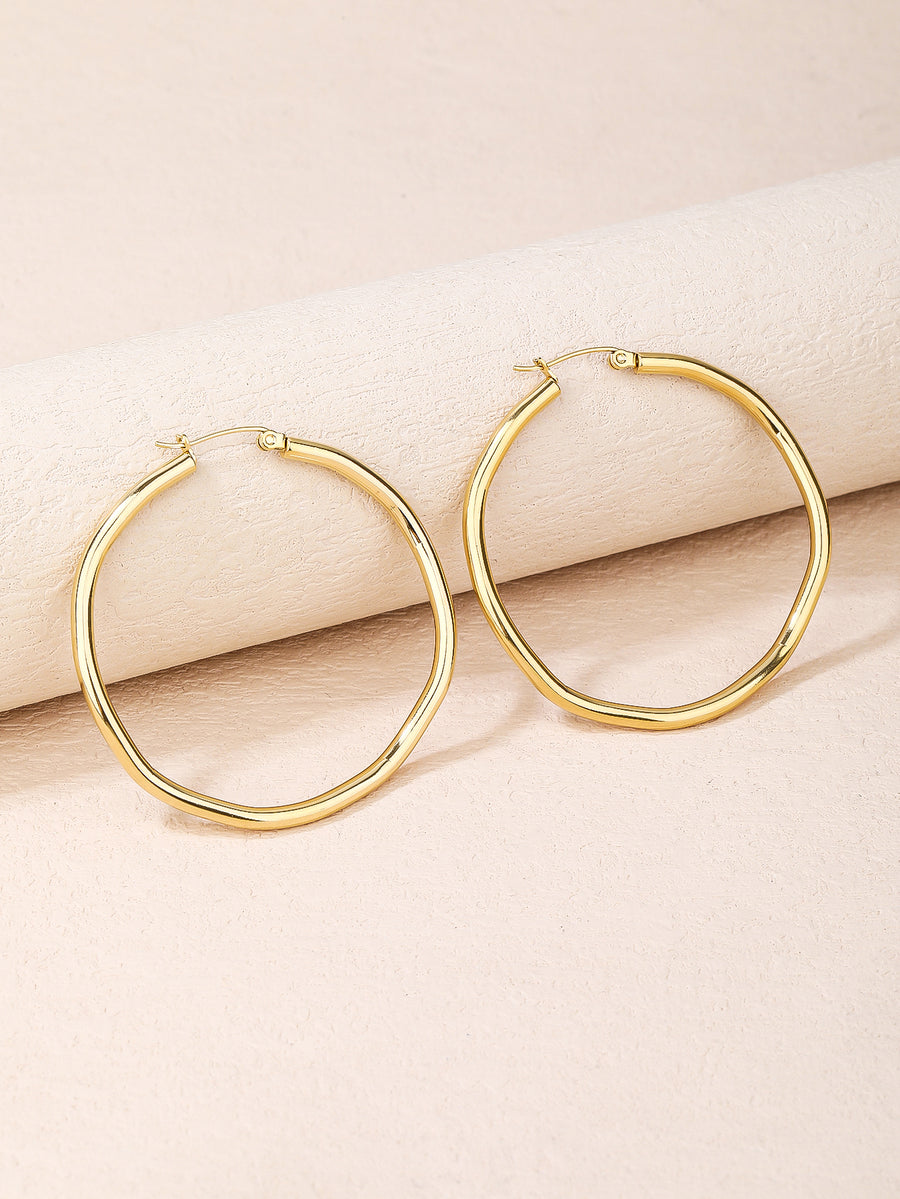 316L Stainless Steel 18k Gold Geometric Large Circle Fashion Earrings