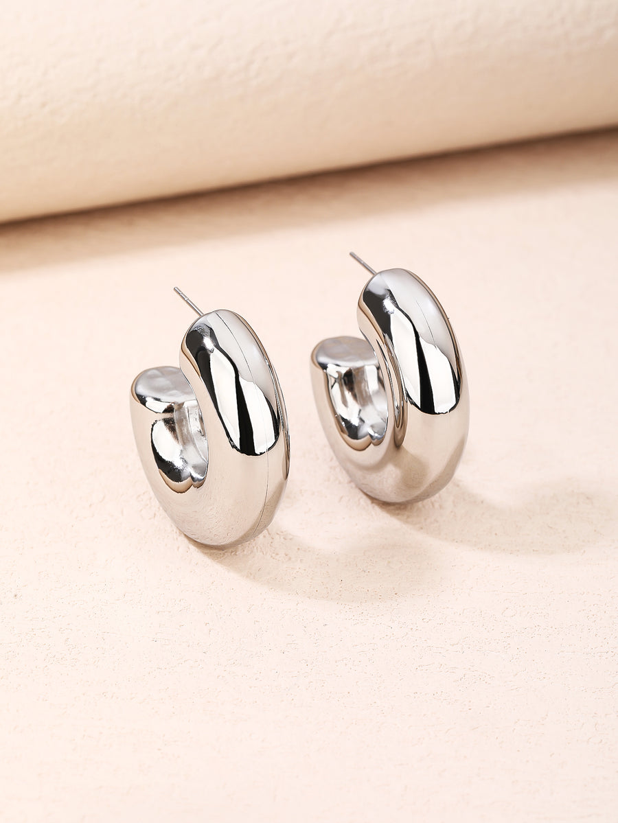 Fashion Steel Glossy Geometric Curved Stud Earrings for Women,Stainless Steel Earrings,for Daily Wear