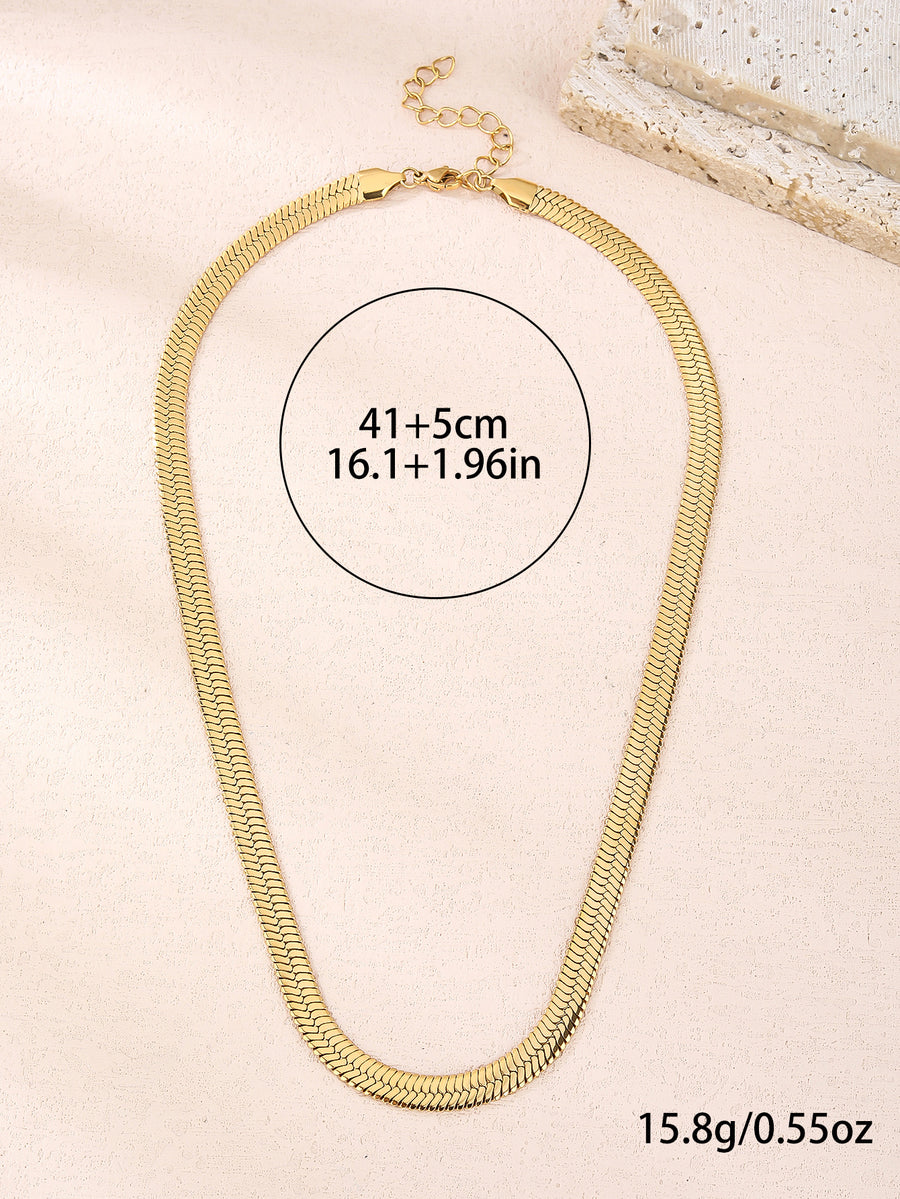 18K gold plated 316L stainless steel blade chain hand polished snake bone chain for daily wear