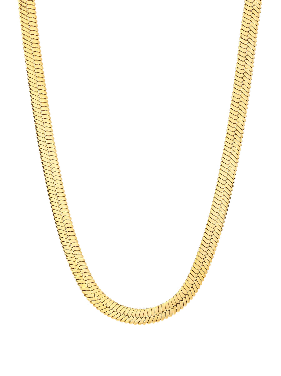 18K gold plated 316L stainless steel blade chain hand polished snake bone chain for daily wear
