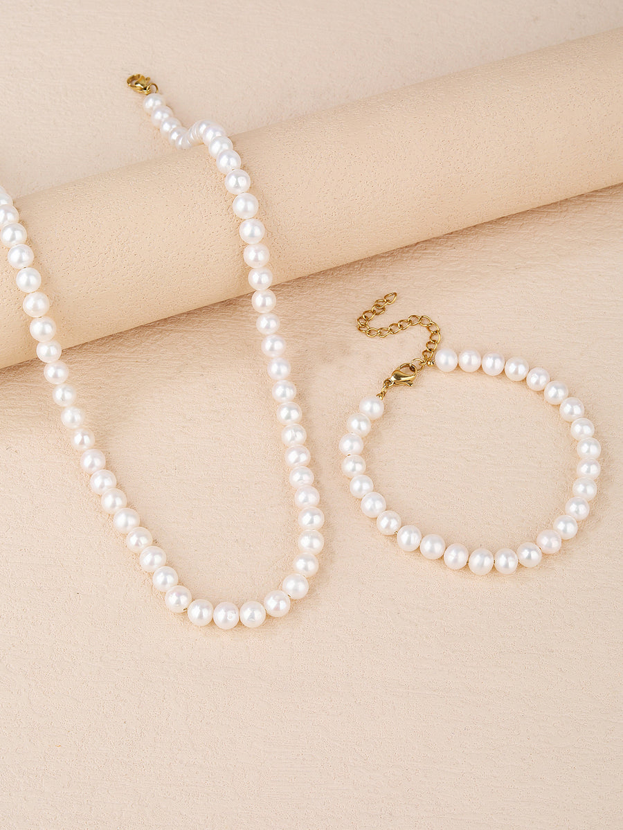 Natural Pearl Jewelry Set for Women - Fashionable, Versatile, and Cute Summer Style - Perfect for Everyday Looks!
