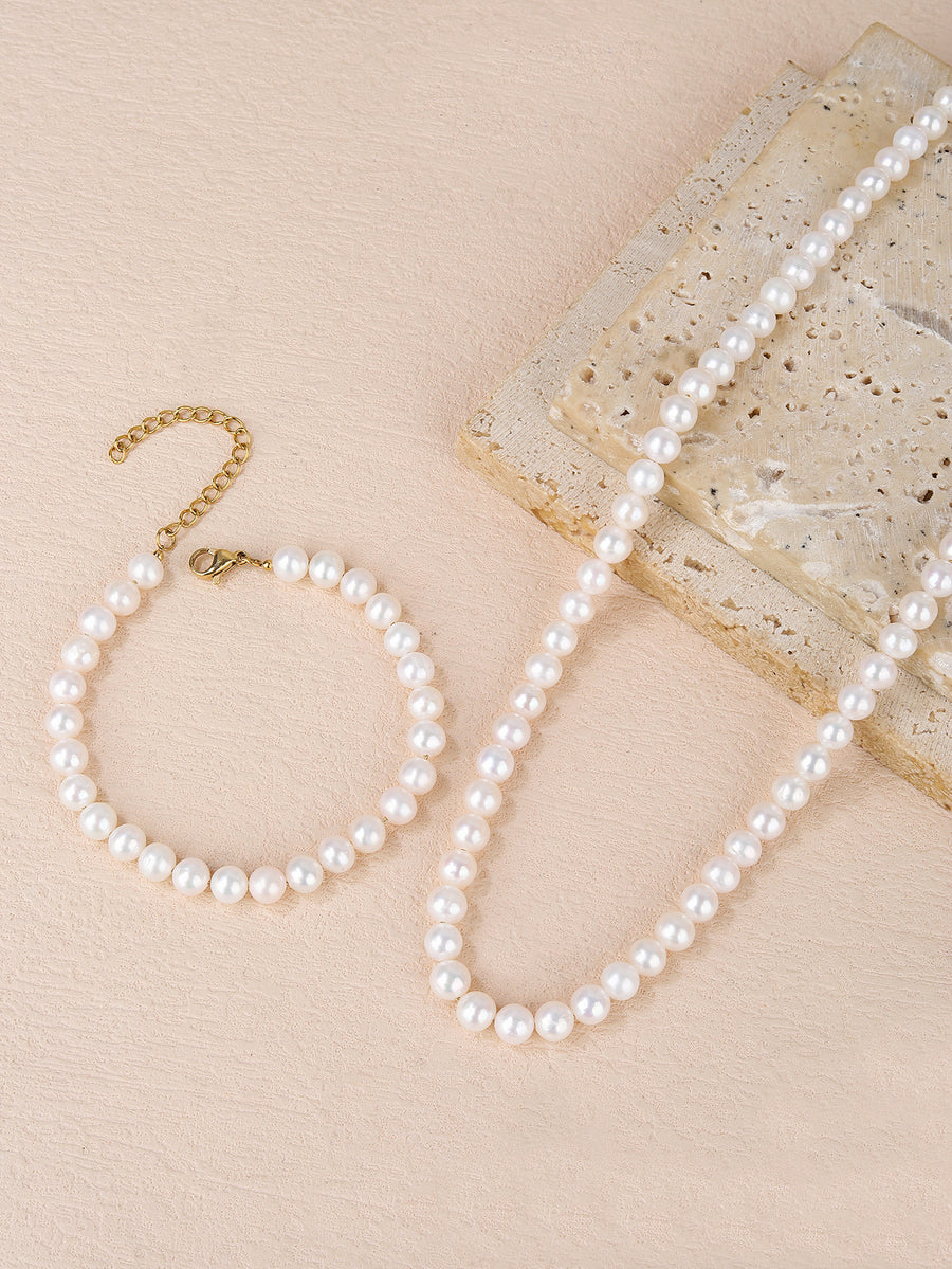 Natural Pearl Jewelry Set for Women - Fashionable, Versatile, and Cute Summer Style - Perfect for Everyday Looks!