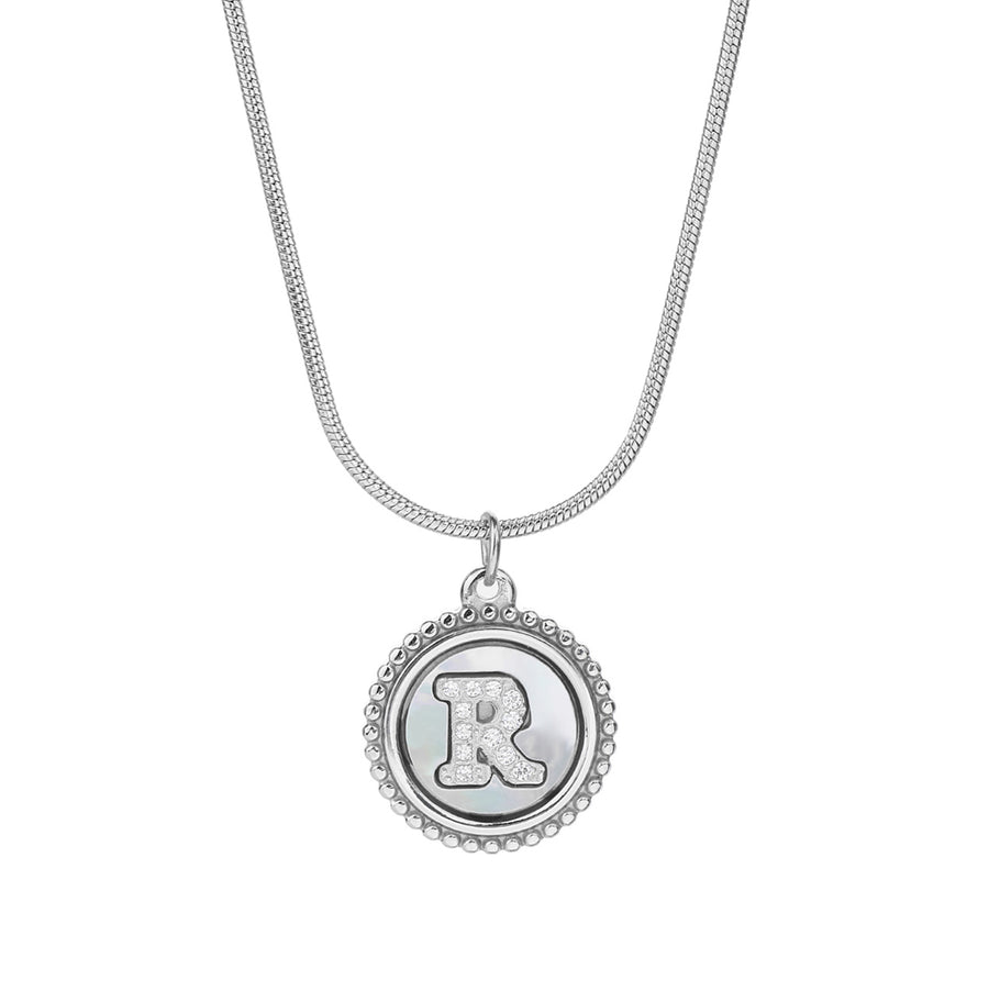 Personalized Gold Necklace for Women - Non-Tarnish Stainless Steel Initial Pendant Necklace Mother-of-Pearl and Zirconia Inlay - Custom Name Jewelry for Her