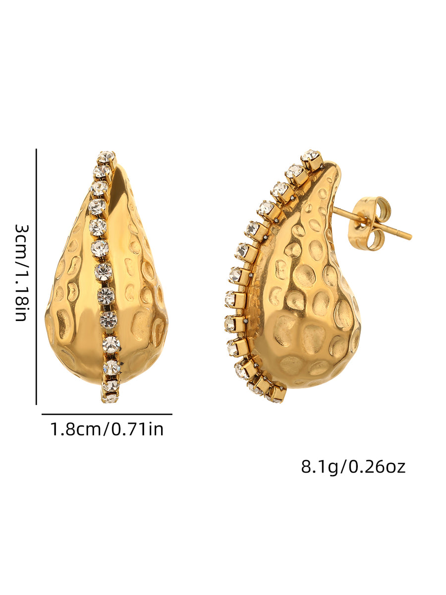 Drop Earrings for Women - 18K Gold Plated Stainless Steel with Crystals, High Polish Finish - Perfect for Weddings, Parties, and Daily Wear