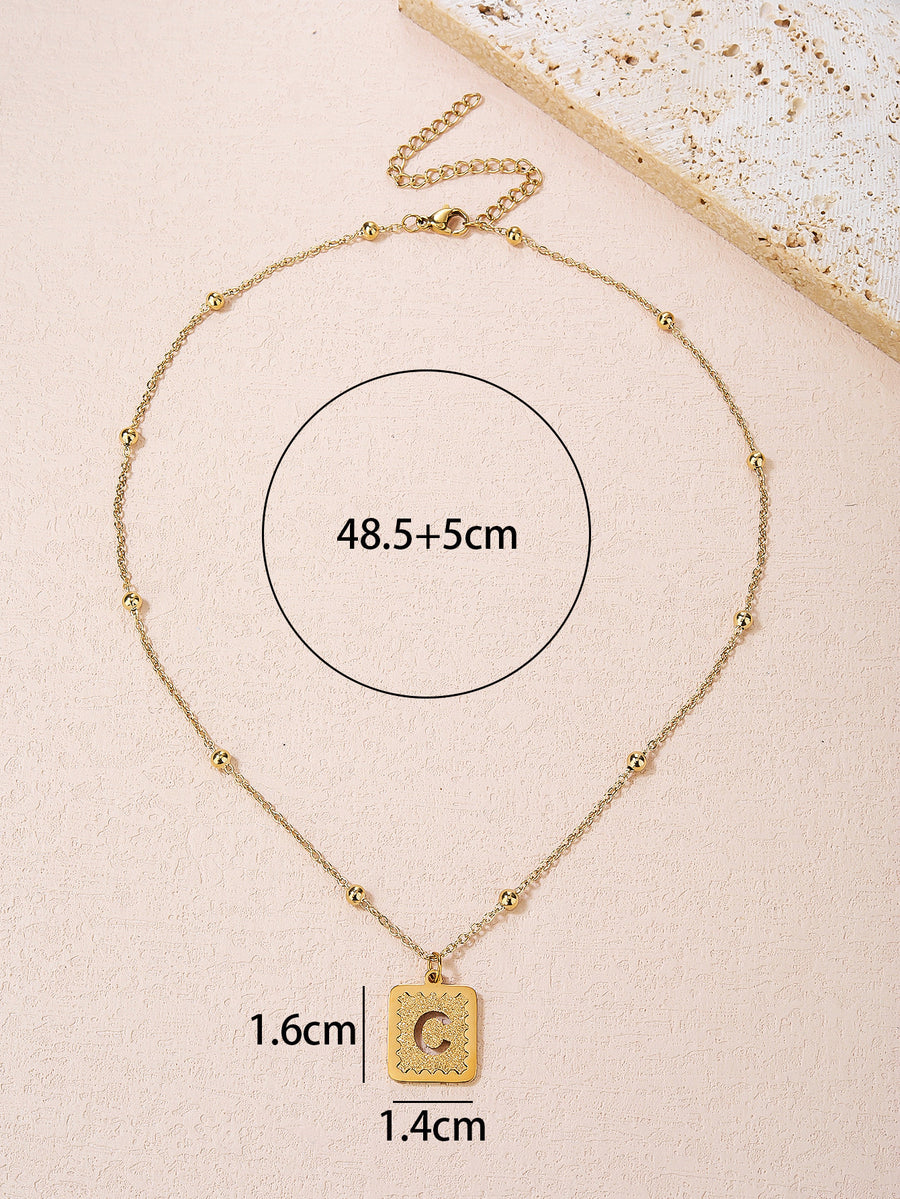Stainless Steel Pendant Necklace for Women - Fashionable, Versatile, and Cute Letter Design with 18K Gold Plating - Perfect for Everyday Style!