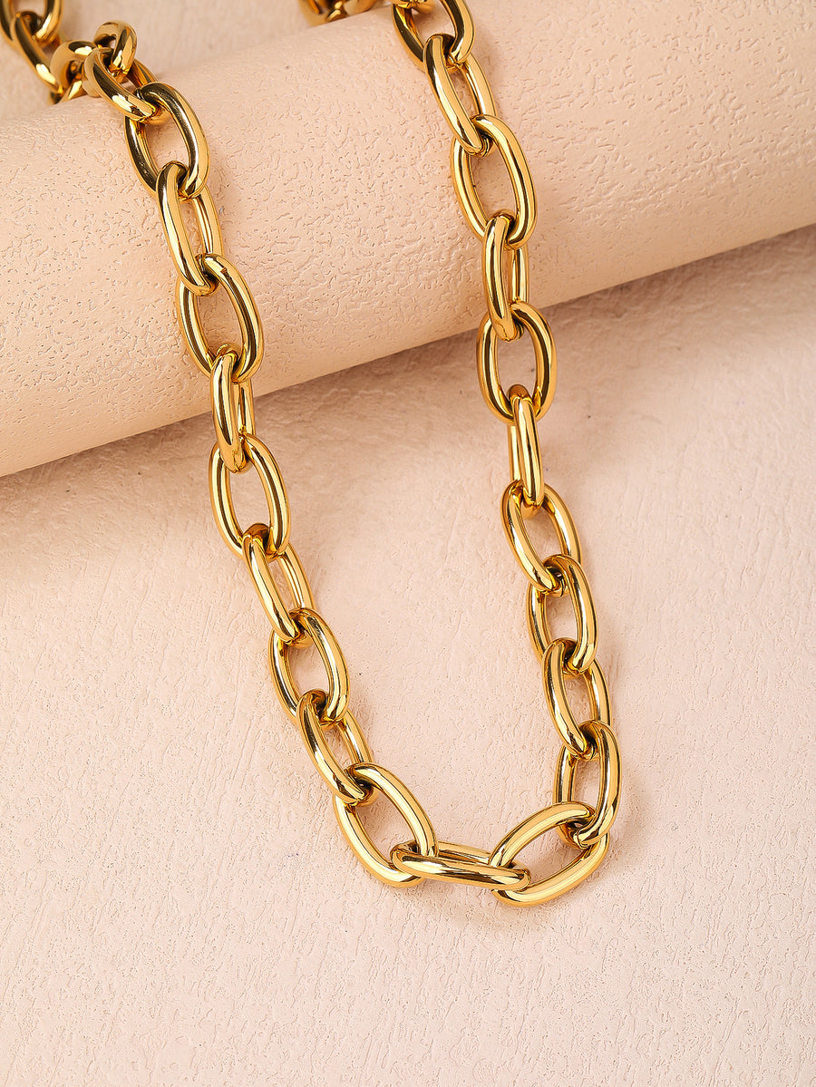 Stainless steel 18k gold plated ladies fashion thick chain choker chain necklace