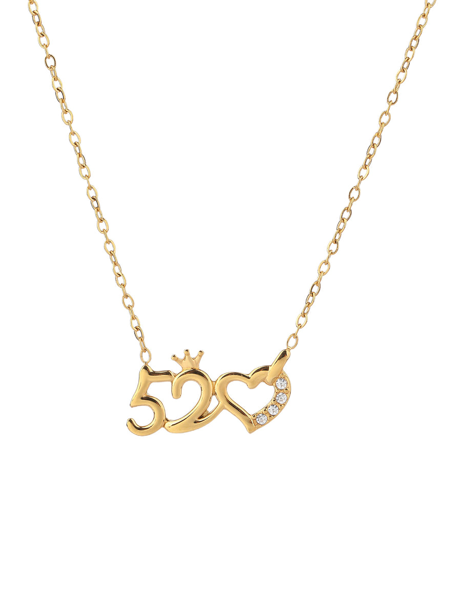 Fashionable stainless steel 18k gold plated lady love pendant chain necklace