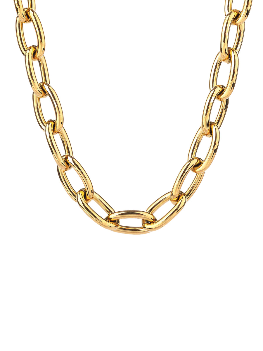 Stainless steel 18k gold plated ladies fashion thick chain choker chain necklace