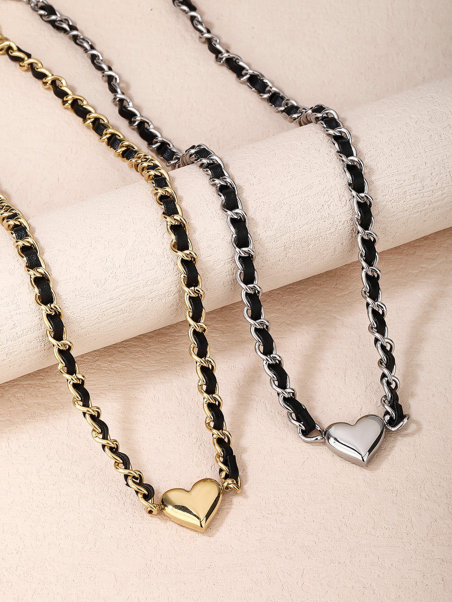 Stainless Steel Punk Heart Pendant Necklace Choker