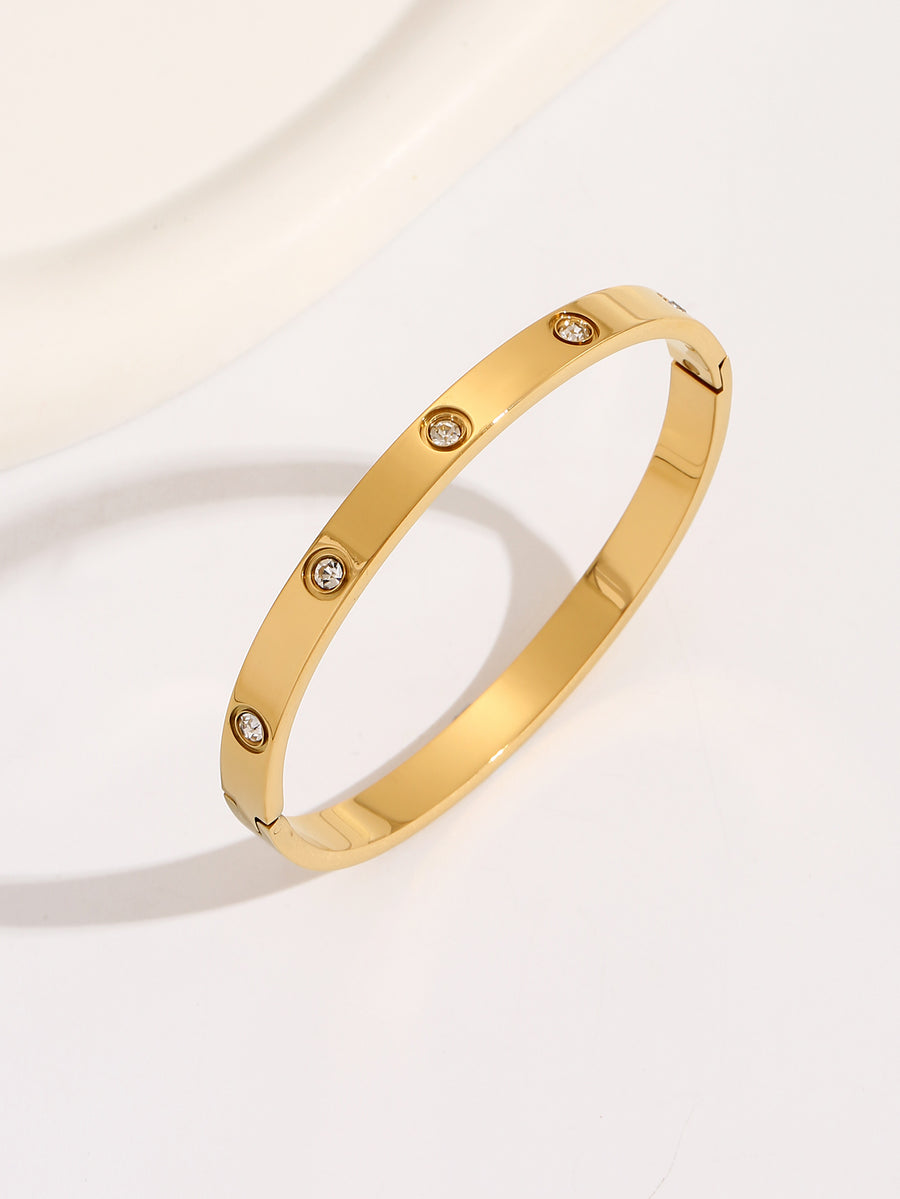 LOVE BRACELET,Simple Premium White Rhinestone stainless steel 18K Gold Ladies Bracelet